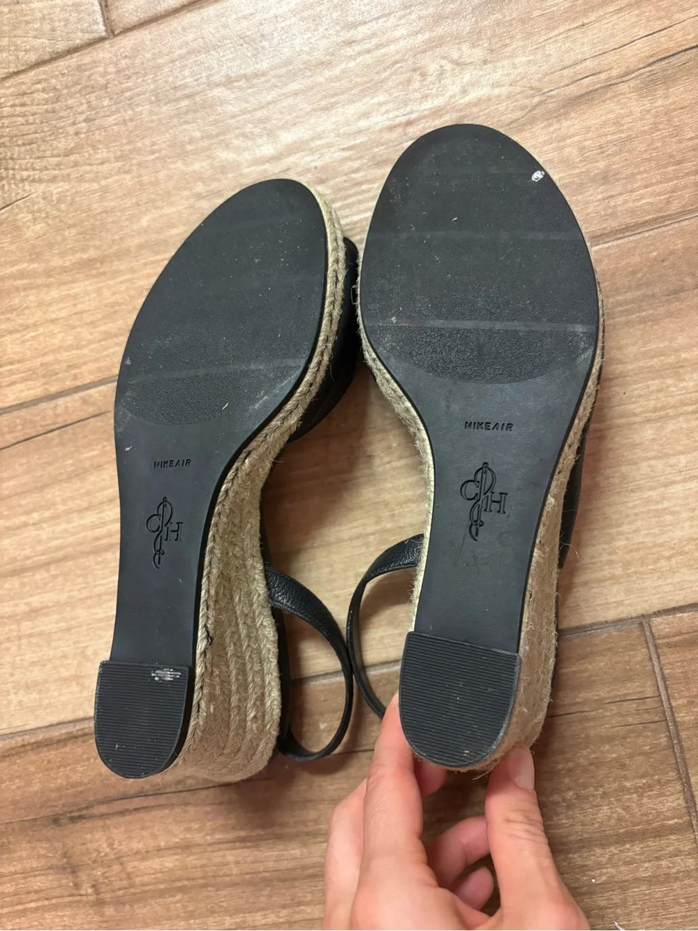 Cole haan Black Open-Toe Espadrille Wedge Slingbacks
